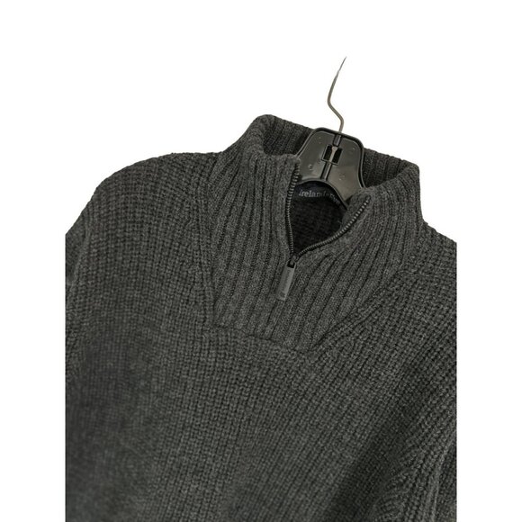 IrelandsEye Gray Knitted Pullover 1/4 Zip Charcoal Ribbed Collar Made in Ireland - Picture 4 of 10